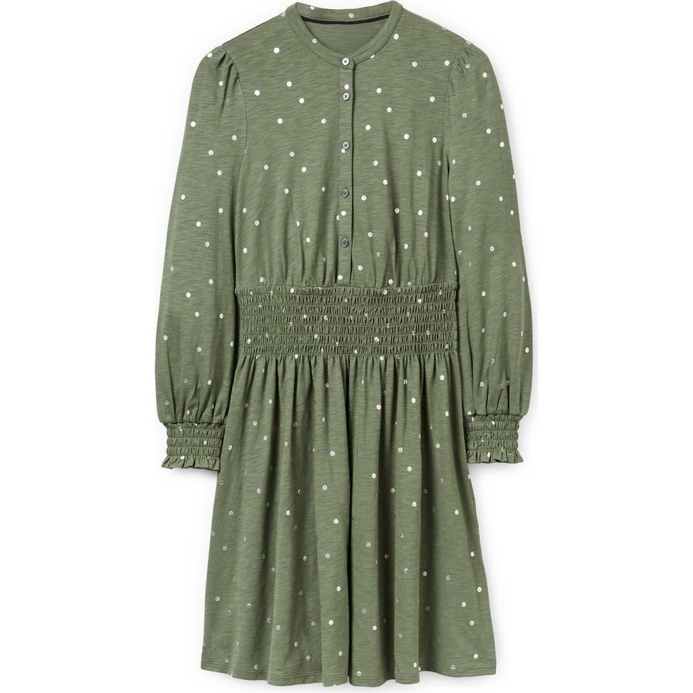 Boden Sage Green And Silver Polka Dots Dress